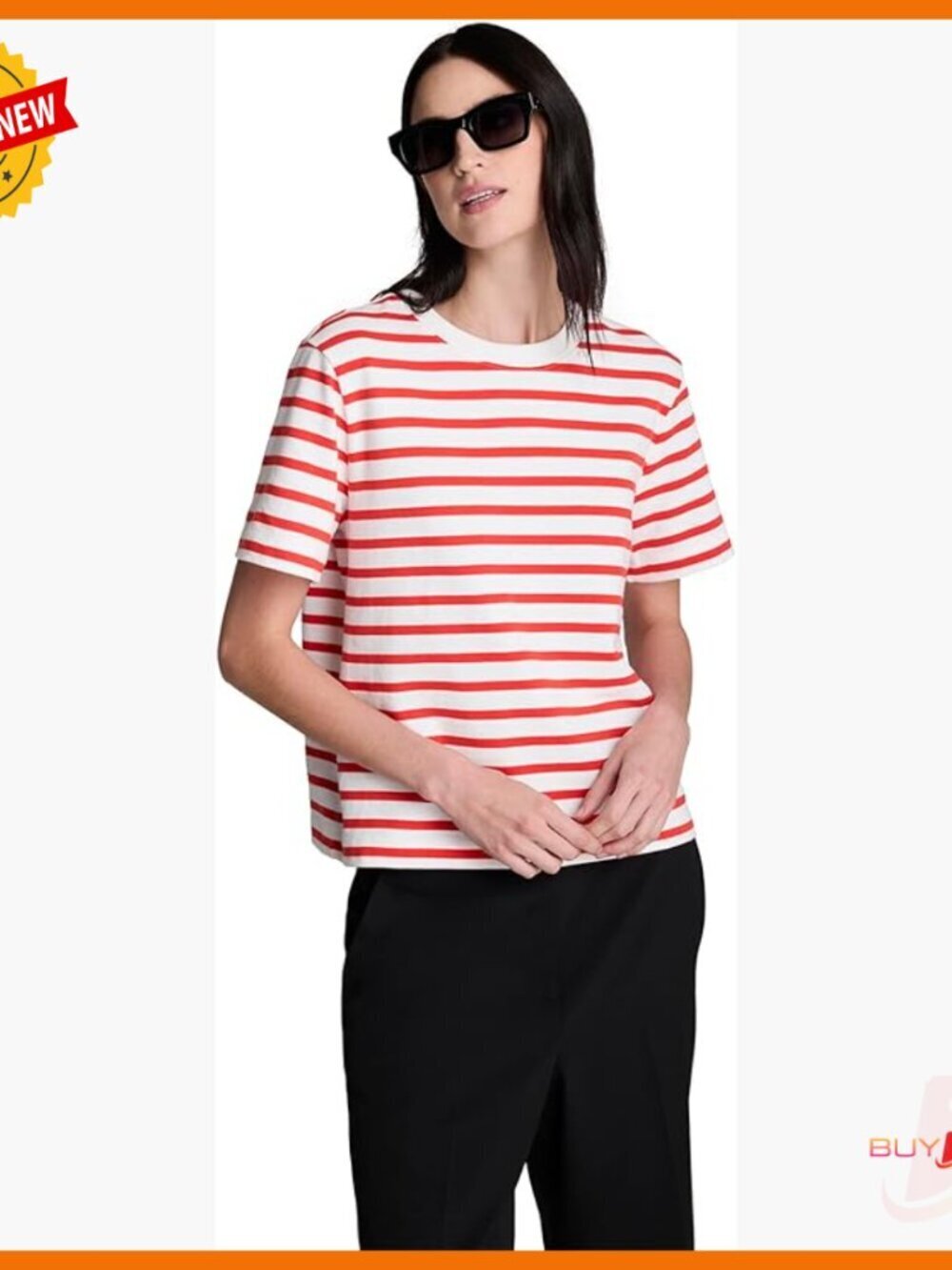 Short Sleeve Striped Cotton Tee Regular Fit Crew Neck Spring Summer